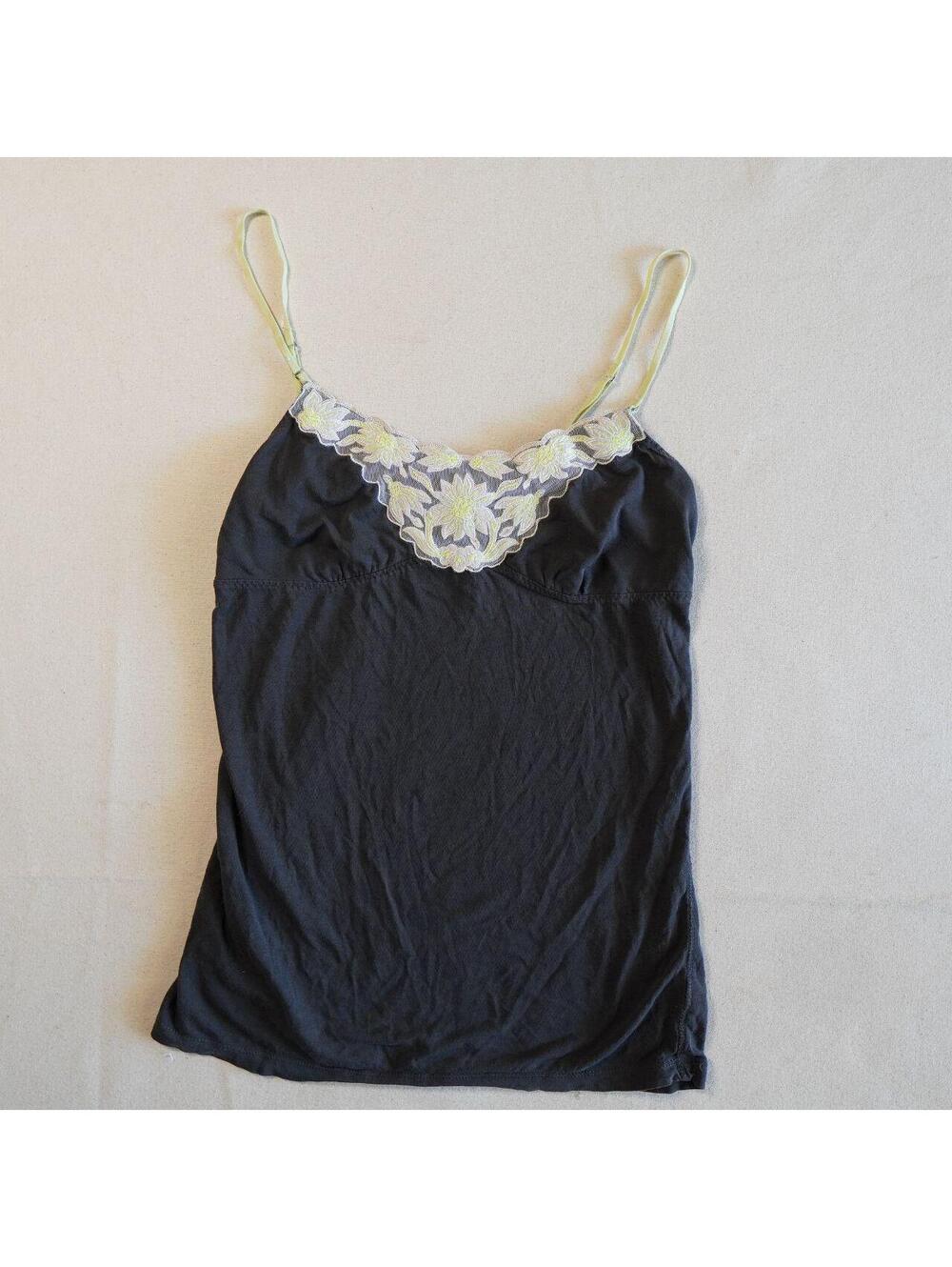 y2k american eagle grey and neon lace cami